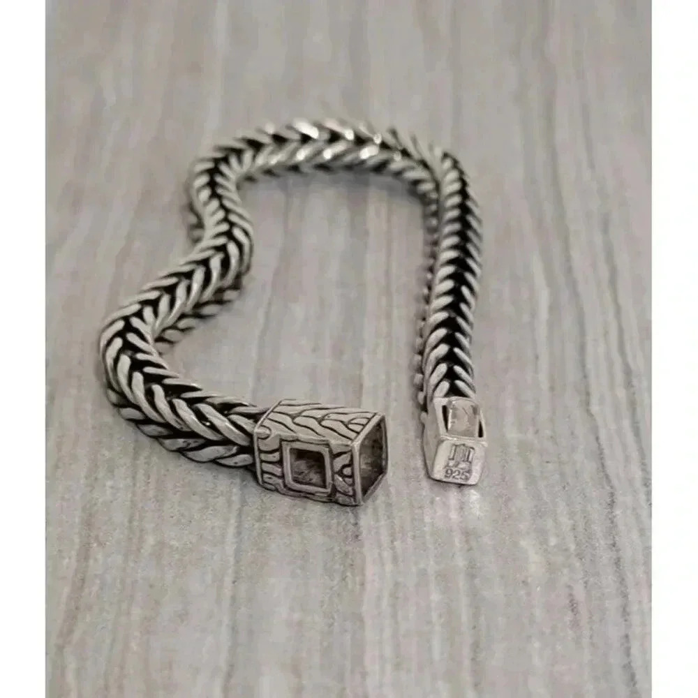 John Hardy Sterling Silver Woven Chain Bracelet 6.5mm 8.25" - Picture 6 of 9